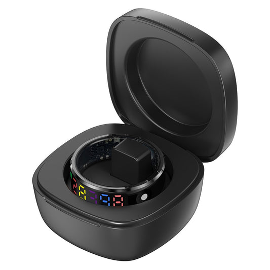 R12 5ATM Waterproof Digital Display Smart Ring Sleep Tracker Blood Oxygen Heart Rate Monitor with Charging Case