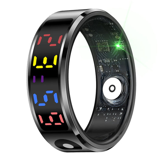 R12 5ATM Waterproof Digital Display Smart Ring Sleep Tracker Blood Oxygen Heart Rate Monitor with Charging Case