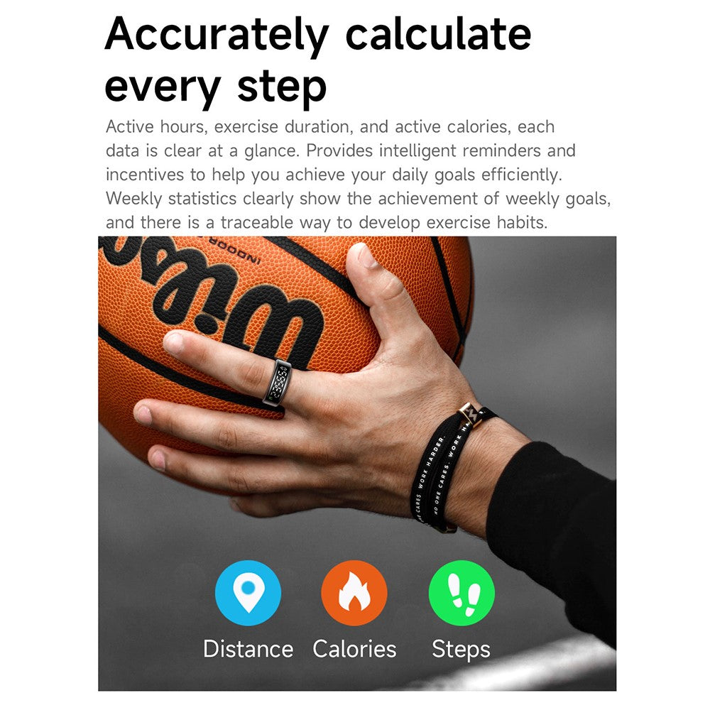 SY01 Digital Display Smart Ring Sleep Blood Oxygen Heart Rate Monitor Ring with Charging Case
