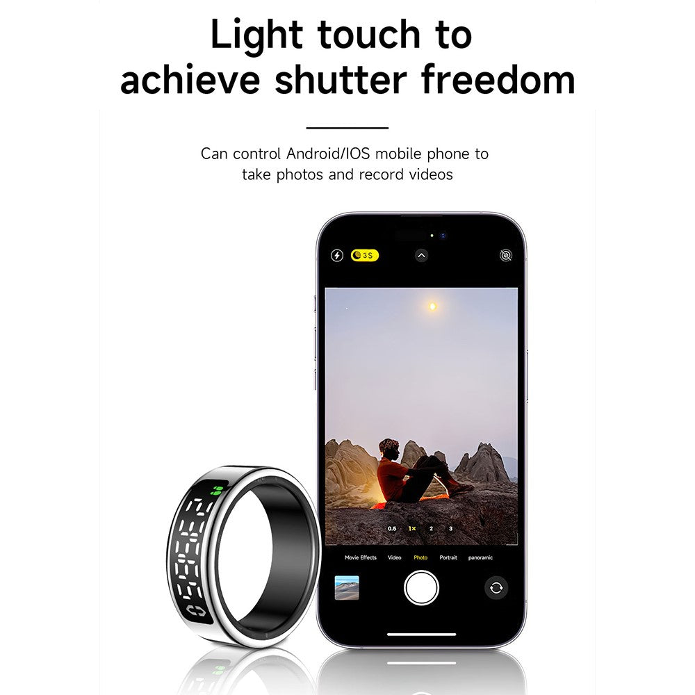 SY01 Digital Display Smart Ring Sleep Blood Oxygen Heart Rate Monitor Ring with Charging Case