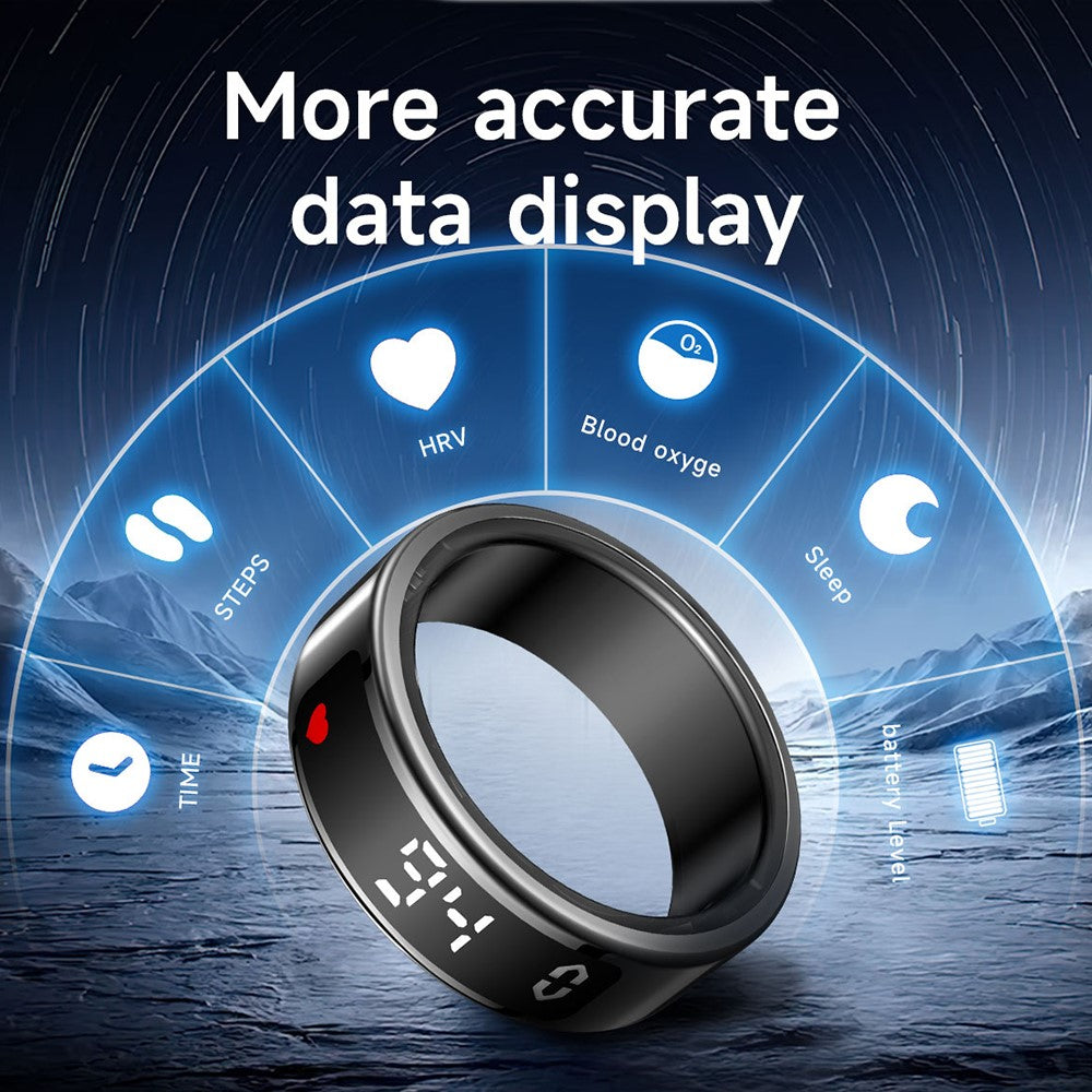 SY01 Digital Display Smart Ring Sleep Blood Oxygen Heart Rate Monitor Ring with Charging Case