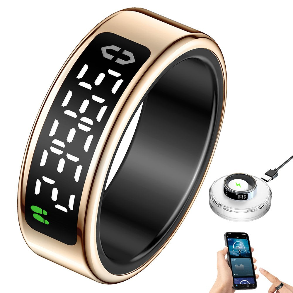 SY01 Digital Display Smart Ring Sleep Blood Oxygen Heart Rate Monitor Ring with Charging Case
