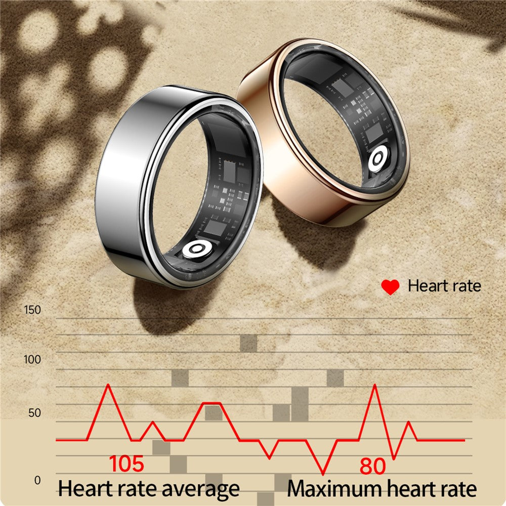 SY02 Solid Color Smart Ring Multifunction Sleep Tracker Blood Oxygen Heart Rate Monitor, with Charging Case
