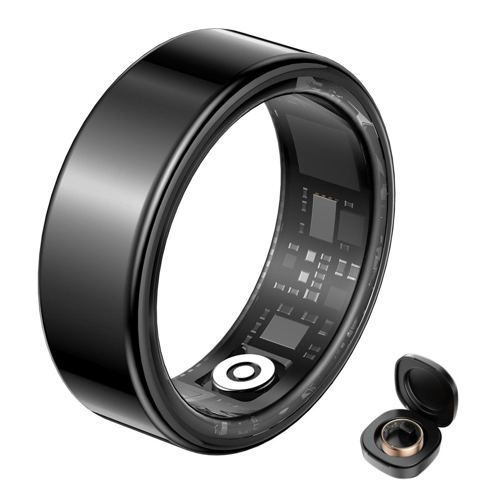 SY02 Solid Color Smart Ring Multifunction Sleep Tracker Blood Oxygen Heart Rate Monitor, with Charging Case