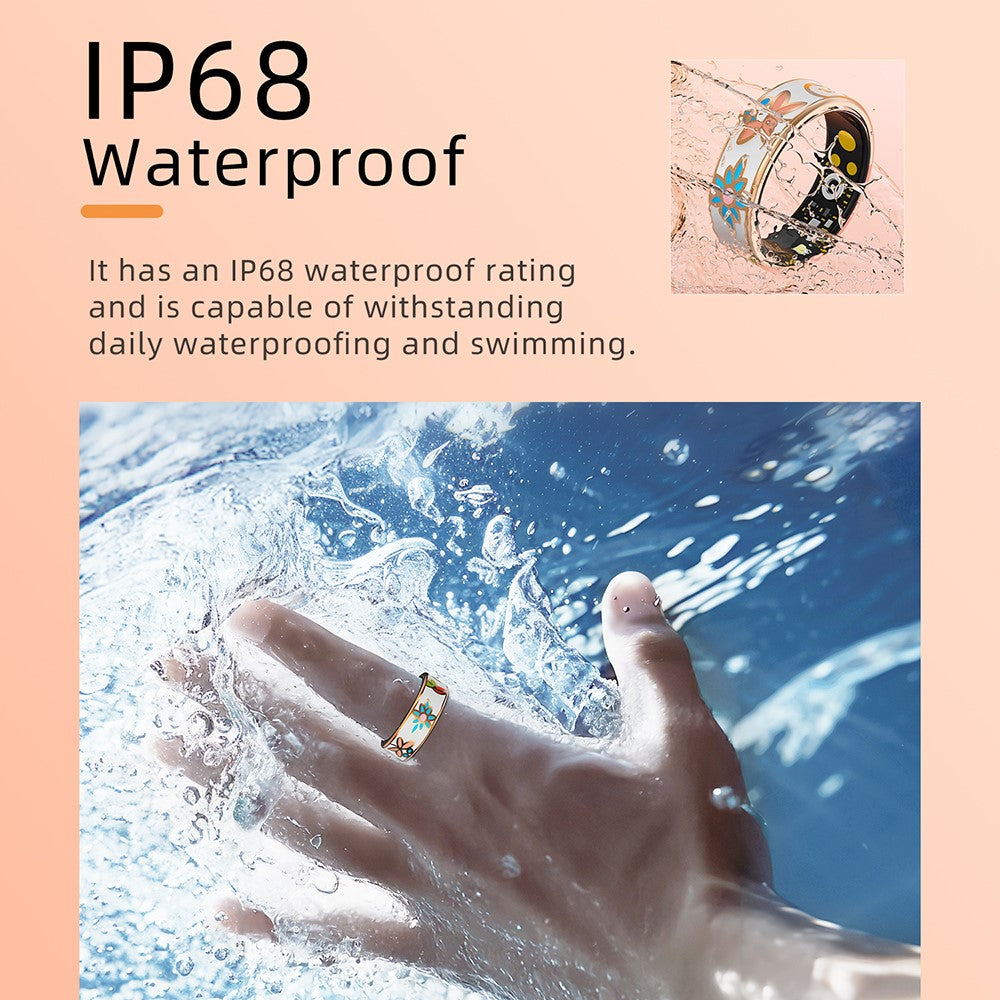 R18 Enamel Smart Ring Waterproof Heart Rate Blood Oxygen Monitor Fitness Tracker Ring, with Charging Case