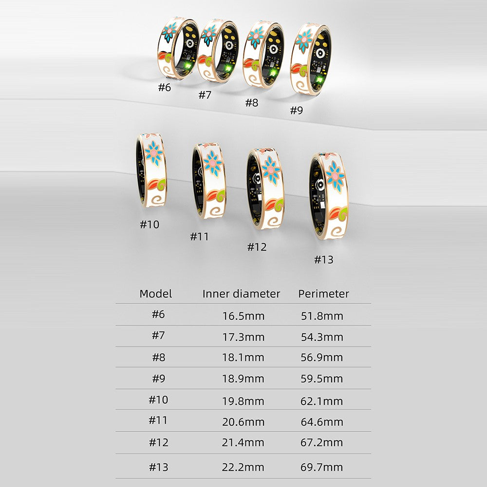 R18 Enamel Smart Ring Waterproof Heart Rate Blood Oxygen Monitor Fitness Tracker Ring, with Charging Case