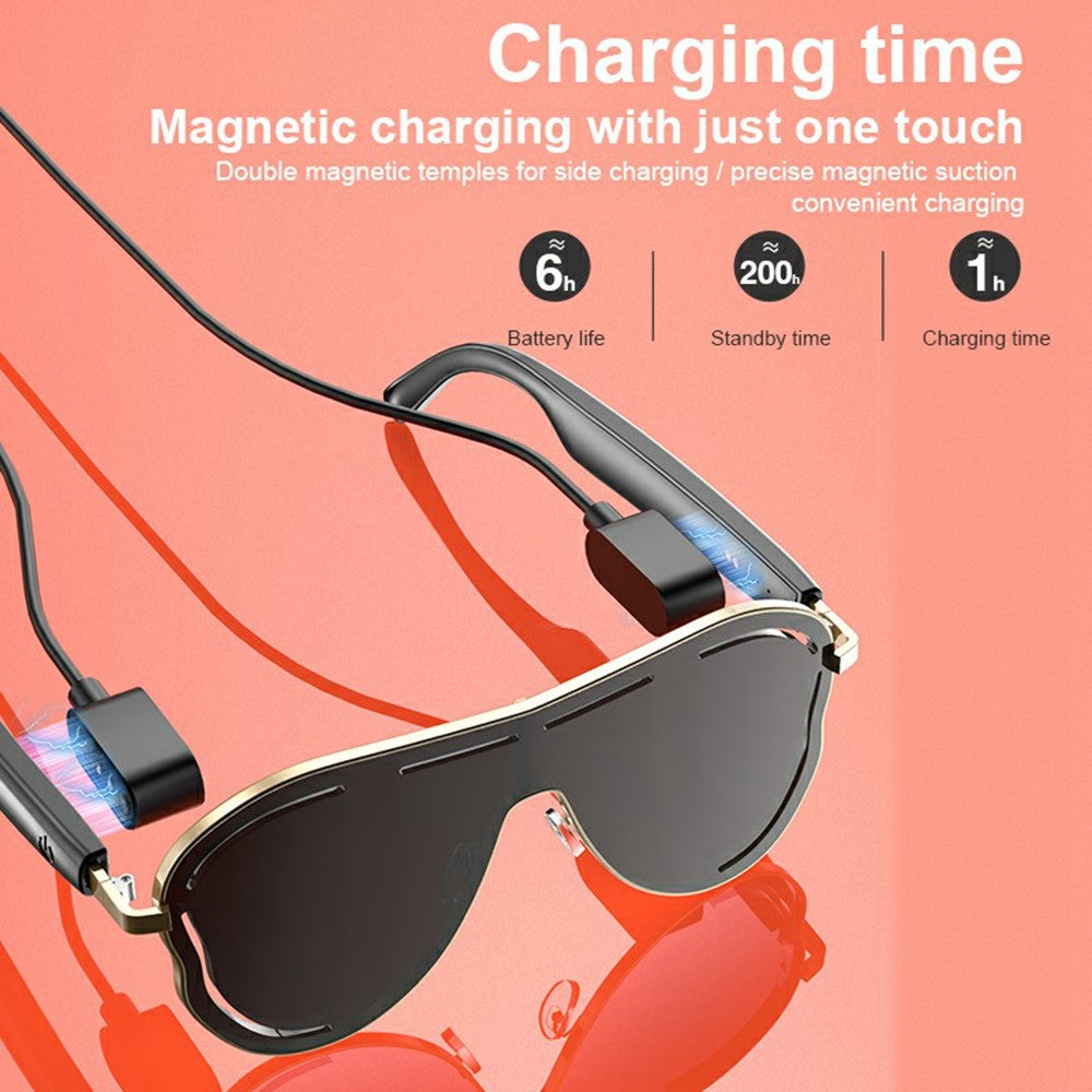 A17 Stainless Steel Large Frame Smart Glasses AI Translation Bluetooth-compatible Audio Sunglasses