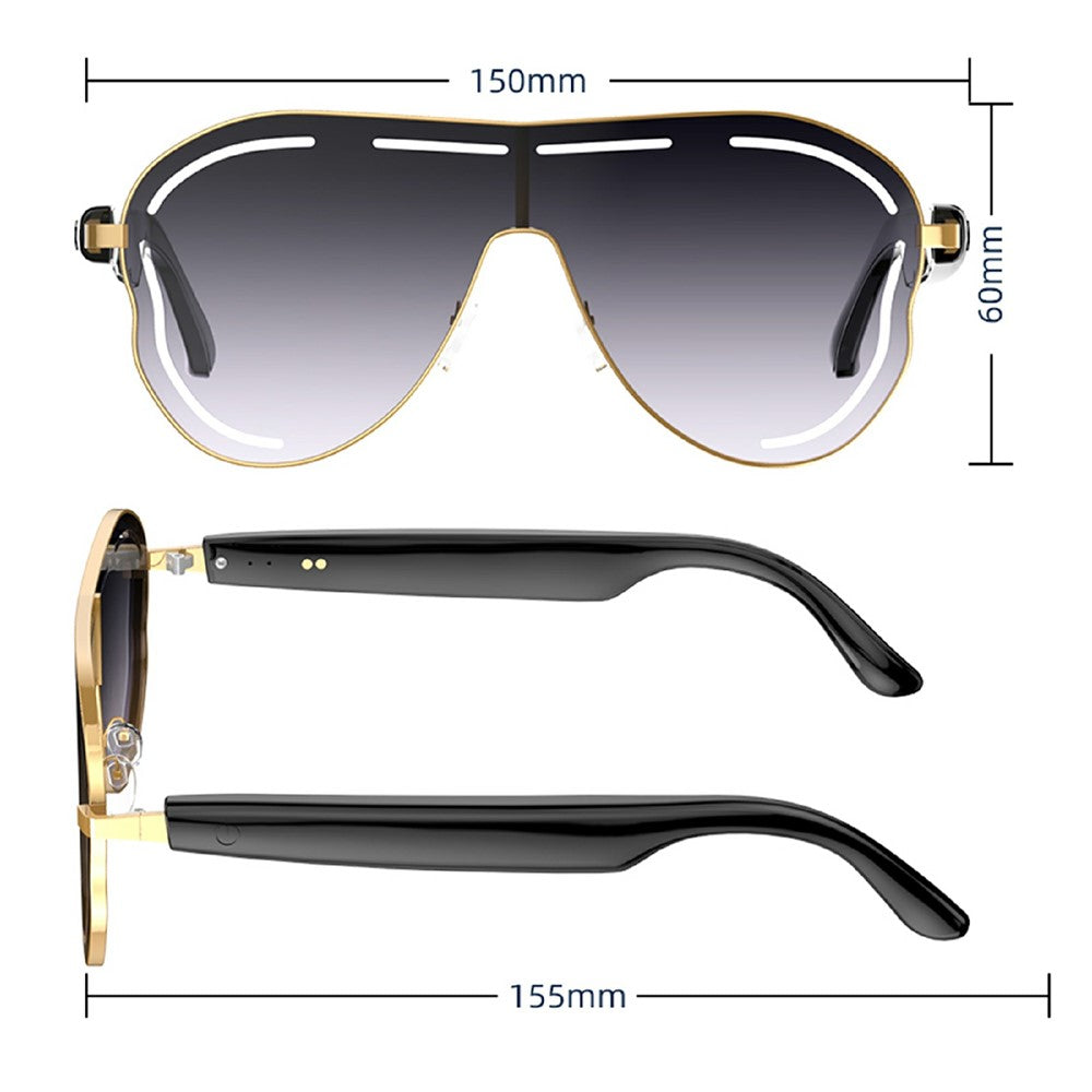A17 Stainless Steel Large Frame Smart Glasses AI Translation Bluetooth-compatible Audio Sunglasses