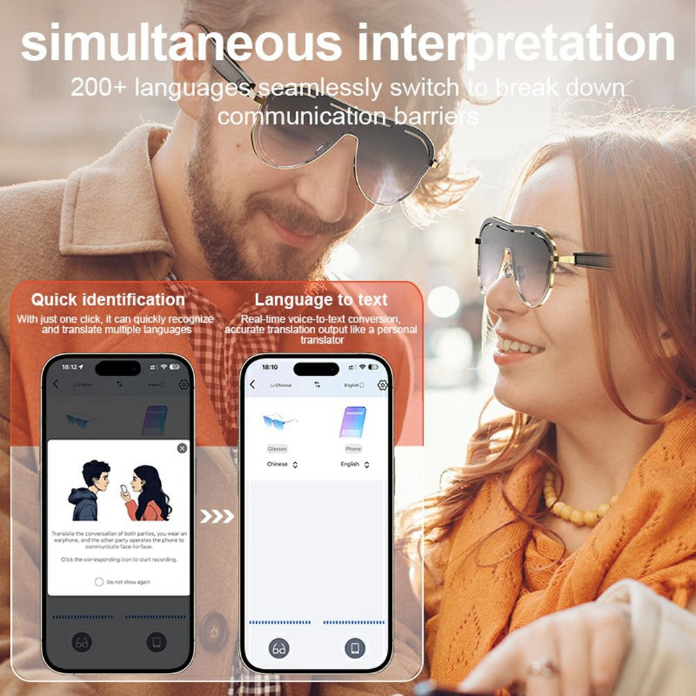A17 Stainless Steel Large Frame Smart Glasses AI Translation Bluetooth-compatible Audio Sunglasses