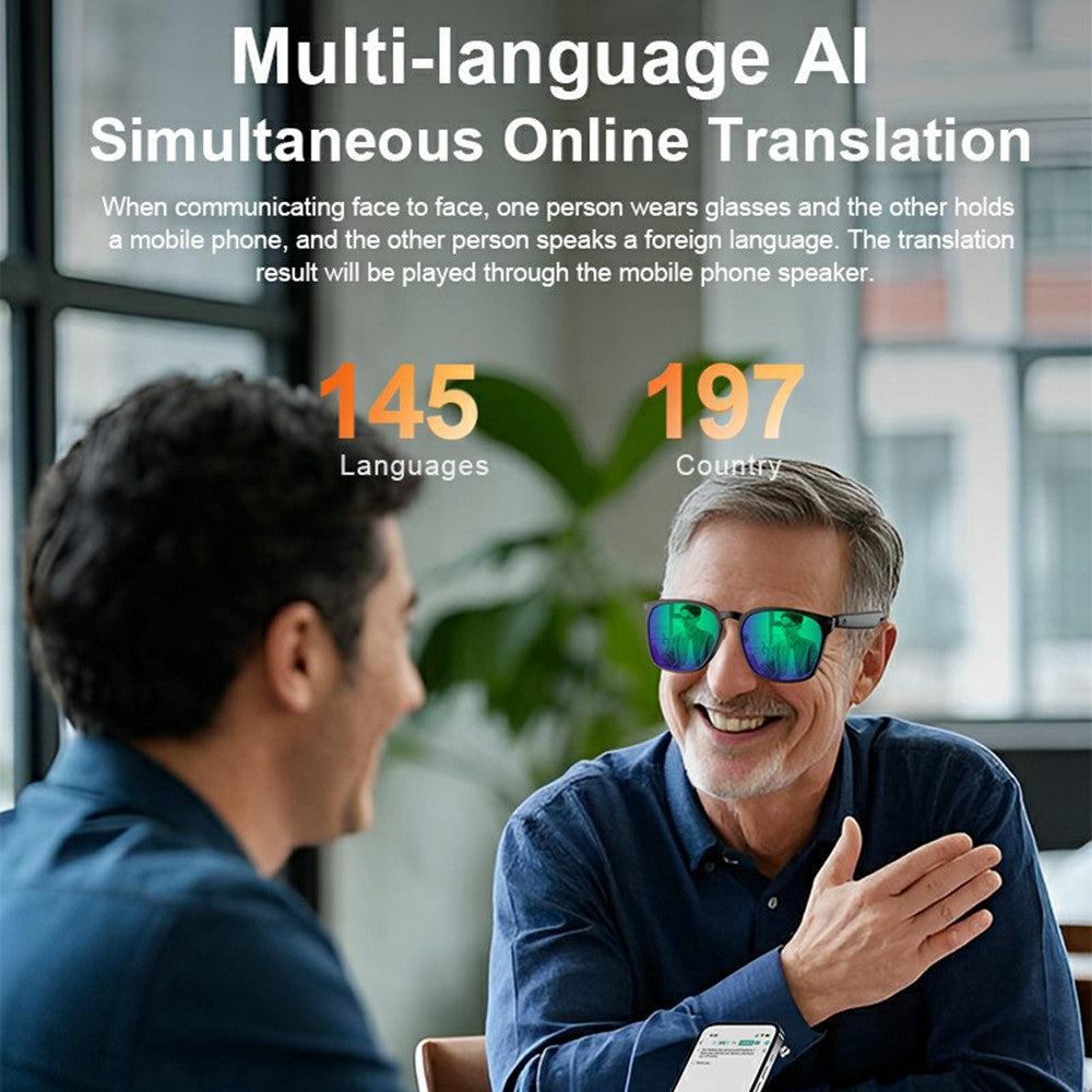 A10 AI Smart Bluetooth-compatible Driving Sunglasses Real Time Translation Multi Language Interpreter
