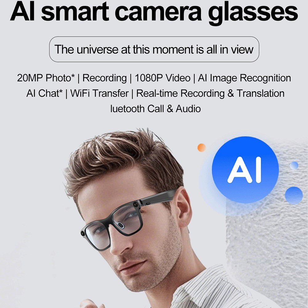 S336 AI Translator Smart Glasses Bluetooth-compatible Calling 5MP Anti Shake Video Recording Cam