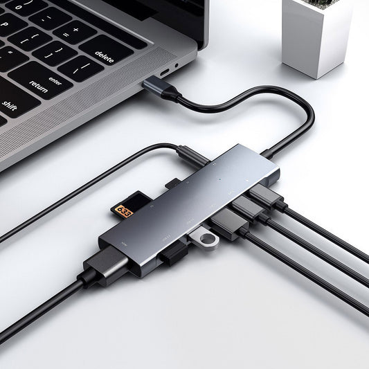 ZT-C909 9-Port USB C Hub Type C to 4K Resolution HD Video Adapter + PD + 2 x Memory Card Slots + 3.5mm Audio Port + 3 x USB 3.0 Ports + Type C Port Compatible for Laptops and Other Type C Devices