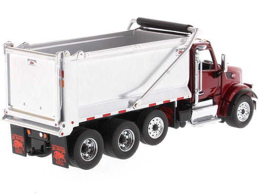Peterbilt 567 SFFA Tandem Axle with Pusher Axle OX Stampede Dump Truck Red and Chrome "Transport Series" 1/50 Diecast Model by Diecast Masters