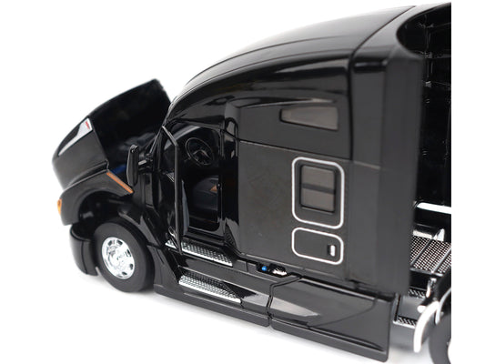 Kenworth T680 76" High Roof Sleeper Cab Truck Tractor Black "Transport Series" 1/50 Diecast Model by Diecast Masters
