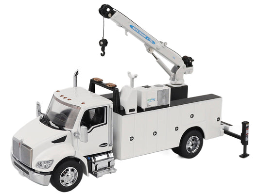 Kenworth T380 Auto-Crane Titan 85-Body HC14-Crane Work Truck with Miller EnPak White "Transport Series" 1/50 Diecast Model by Diecast Masters