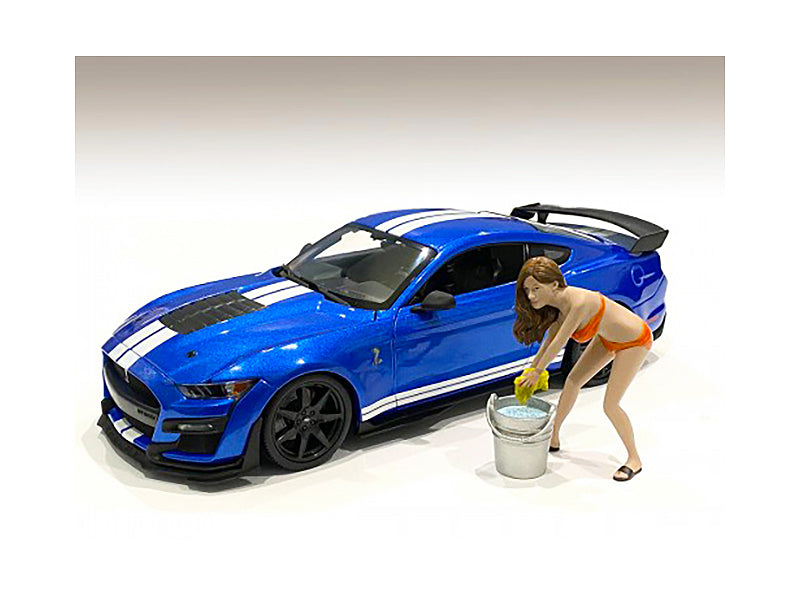 Cindy with a Bucket Bikini Car Wash Girl Figurine for 1/24 Scale Models by American Diorama