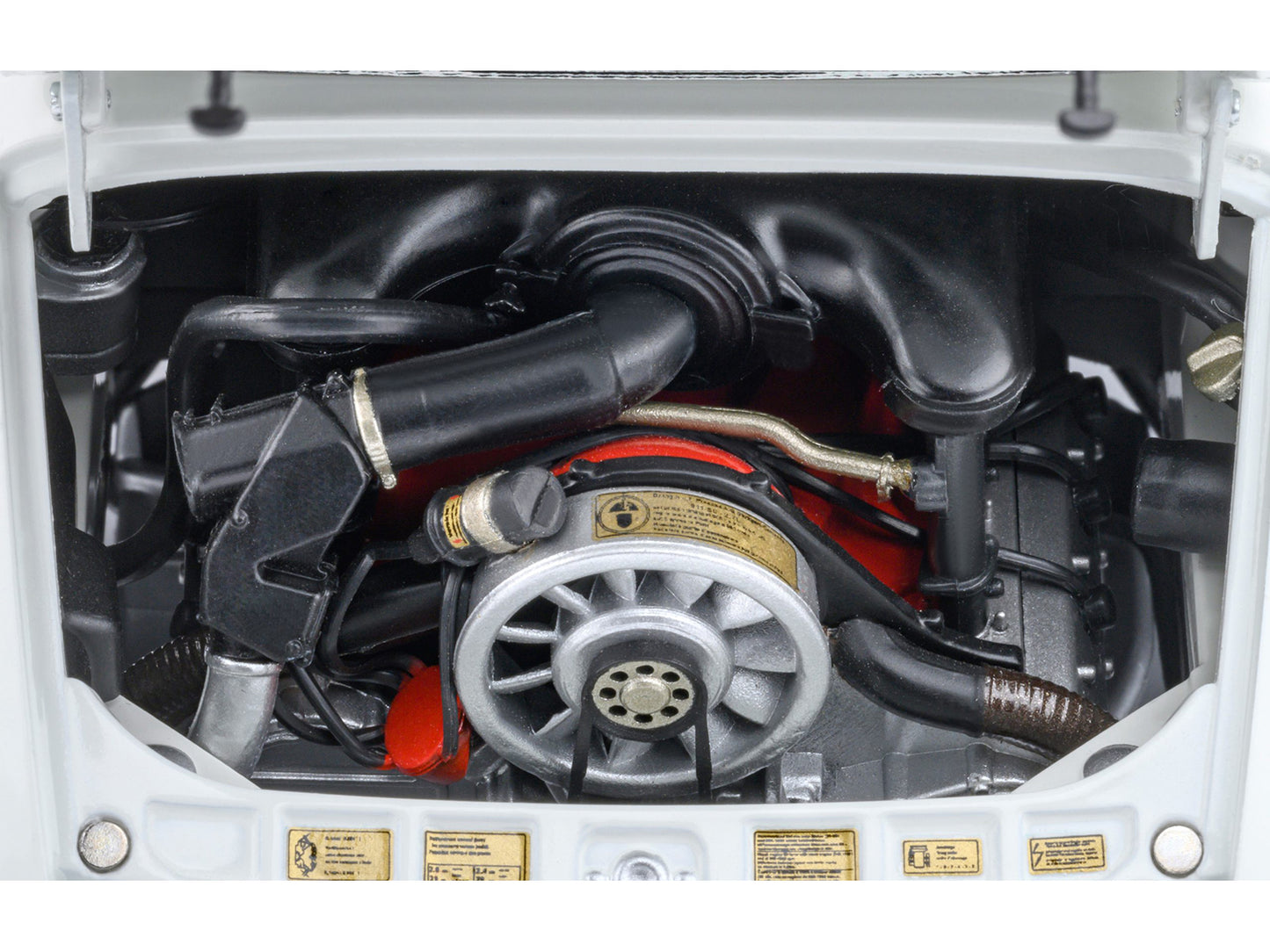 Porsche 911 Carrera 2.7 RS "The Circuit Wolf" White with Red Stripes and Wheels with Hood Graphics 1/18 Model Car by Autoart