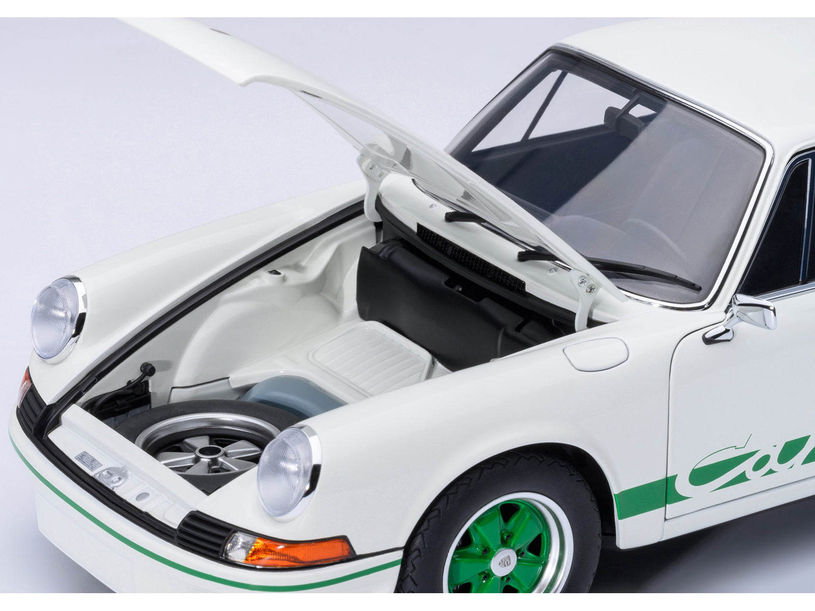 Porsche 911 Carrera 2.7 RS Grand Prix White with Green Stripes and Wheels 1/18 Model Car by Autoart