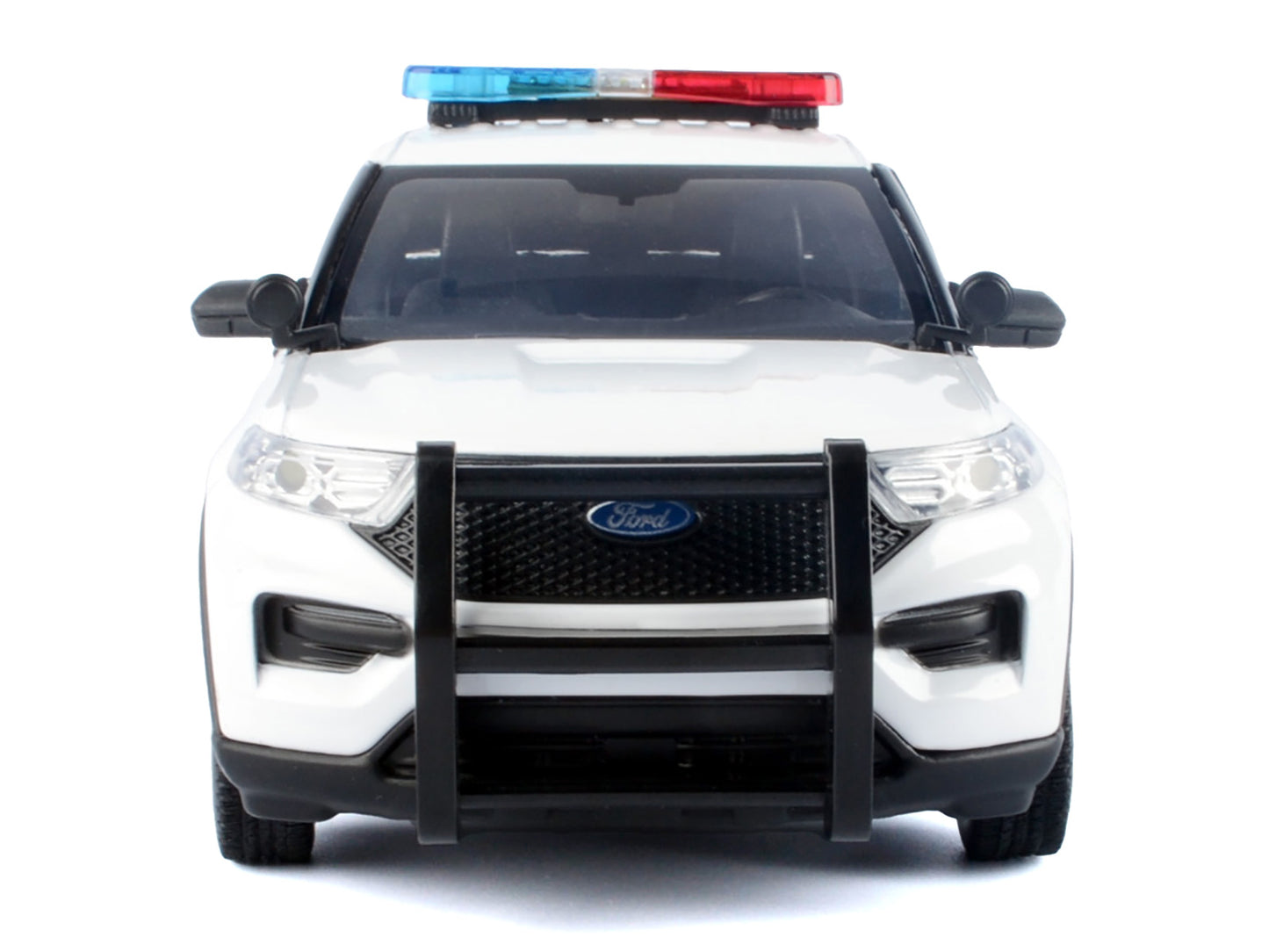 2022 Ford Police Interceptor Utility Plain White "Builder's Kit" with Flashing Light Bar and Front and Rear Lights and Sounds 1/24 Diecast Model Car by Motormax