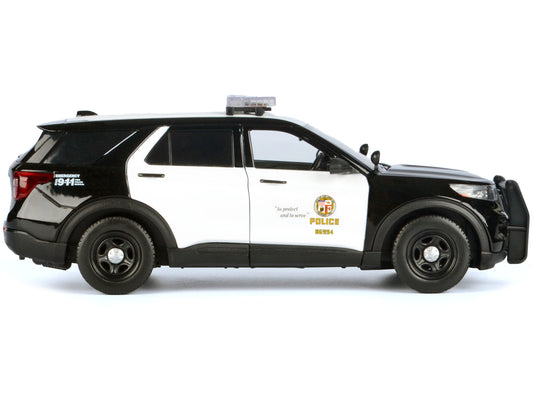 2022 Ford Police Interceptor Utility Black and White "Los Angeles Police Department (LAPD)" with Flashing Light Bar and Front and Rear Lights and Sounds 1/24 Diecast Model Car by Motormax