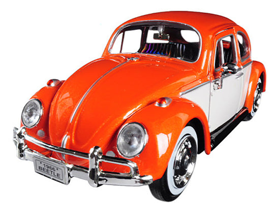 1966 Volkswagen Classic Beetle with Rear Luggage Rack Orange 1/24 Diecast Model Car by Motormax
