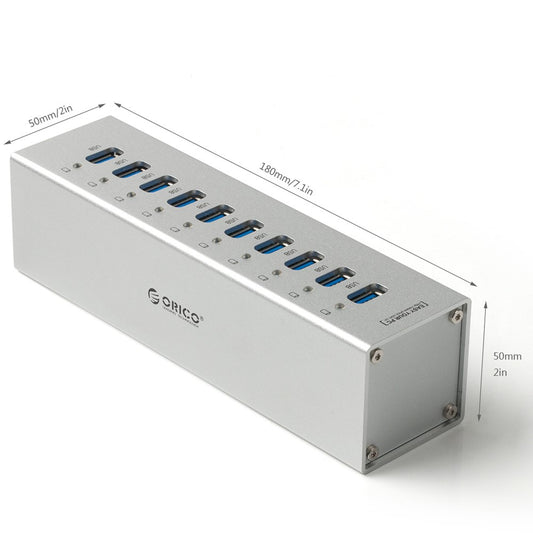ORICO Aluminum Alloy 10-Port USB3.0 HUB with Power Adapter & Cable (A3H10)