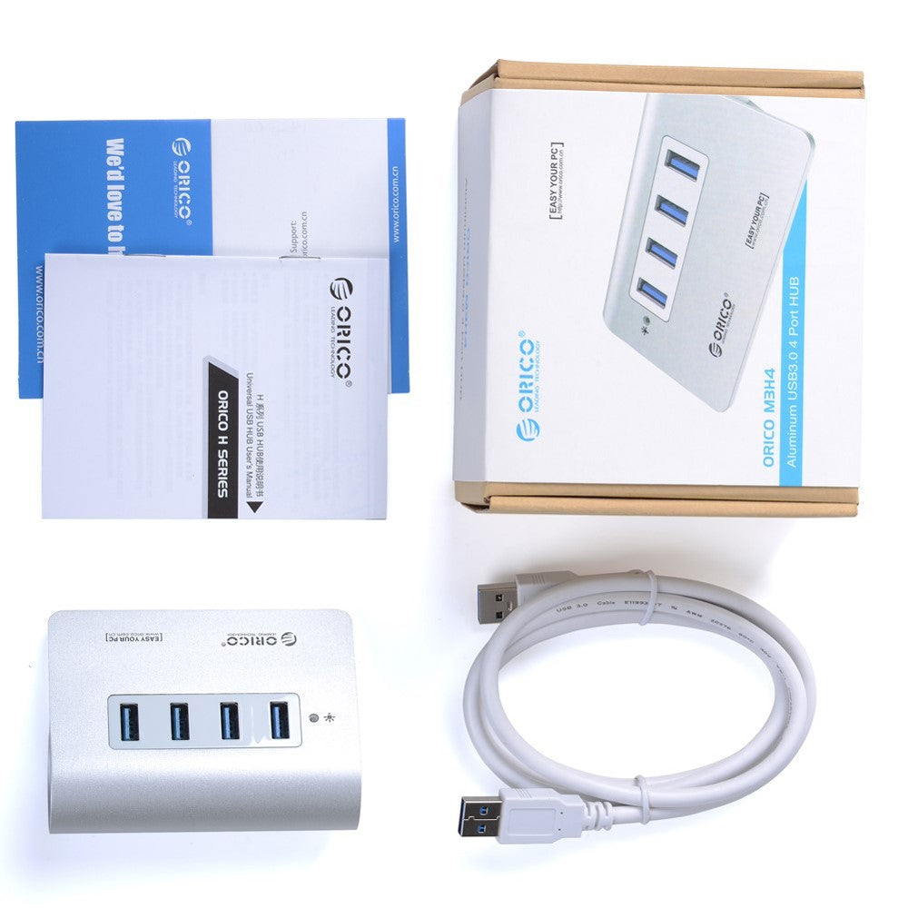 ORICO Multiple protections Plug and Play Aluminum Alloy 4 Ports USB 3.0 Hub (M3H4)