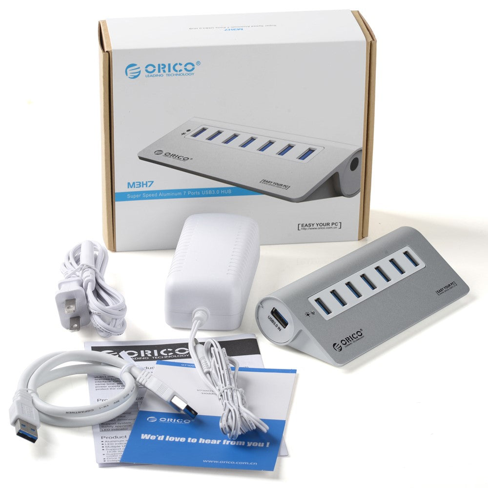 ORICO Aluminum 7 Ports USB 3.0 Hub with USB 3.0 Cable (M3H7)