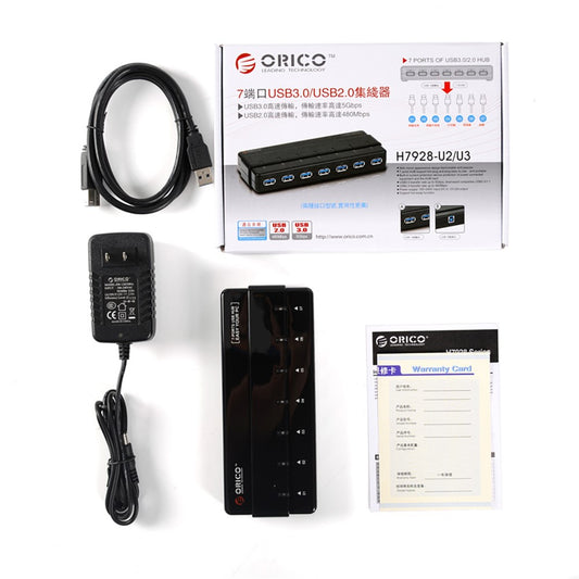 ORICO ABS 7-Port USB 3.0 HUB with Power Adapter & Cable (H7928-U3)