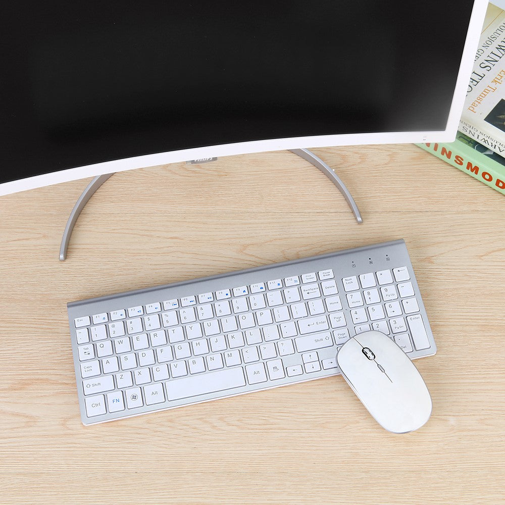 Compact Full-size Mute 2.4G Wireless Keyboard Mouse Combo Set