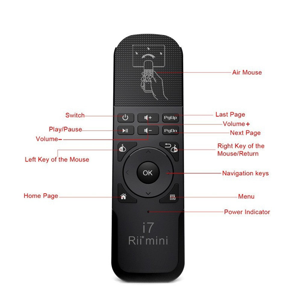 RII Mini i7 2.4Ghz Mini Wireless Air Mouse Remote Combo for TV Box PC Laptop