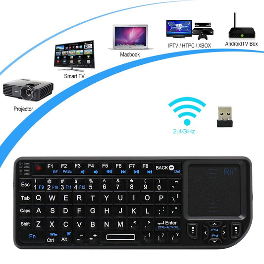 RII Mini V3 2.4GHz Wireless QWERTY Keyboard Touchpad Air Mouse with Backlit (English Version)