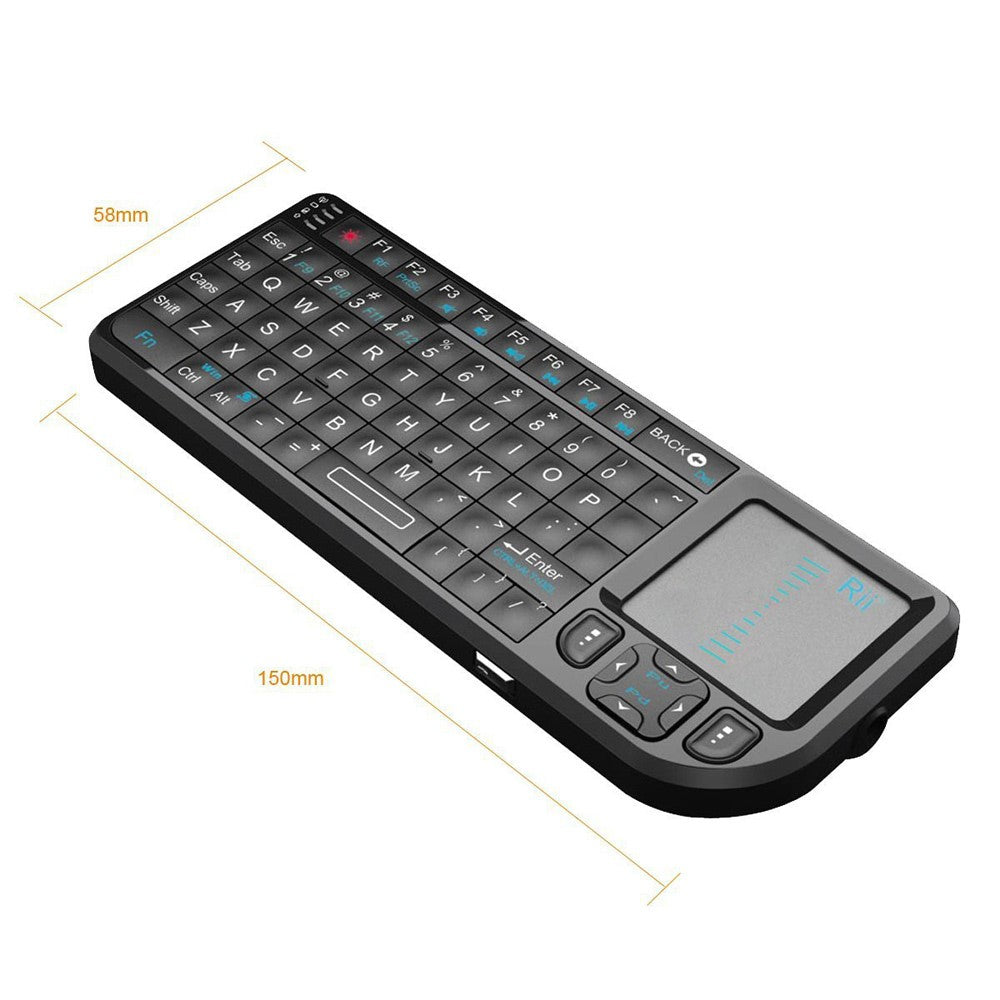 RII Mini V3 2.4GHz Wireless QWERTY Keyboard Touchpad Air Mouse with Backlit (English Version)