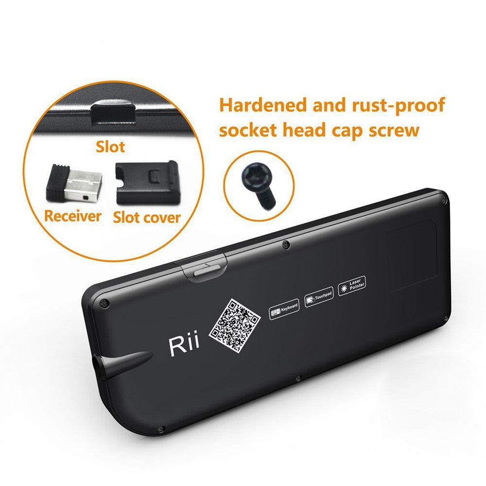 RII Mini V3 2.4GHz Wireless QWERTY Keyboard Touchpad Air Mouse with Backlit (English Version)