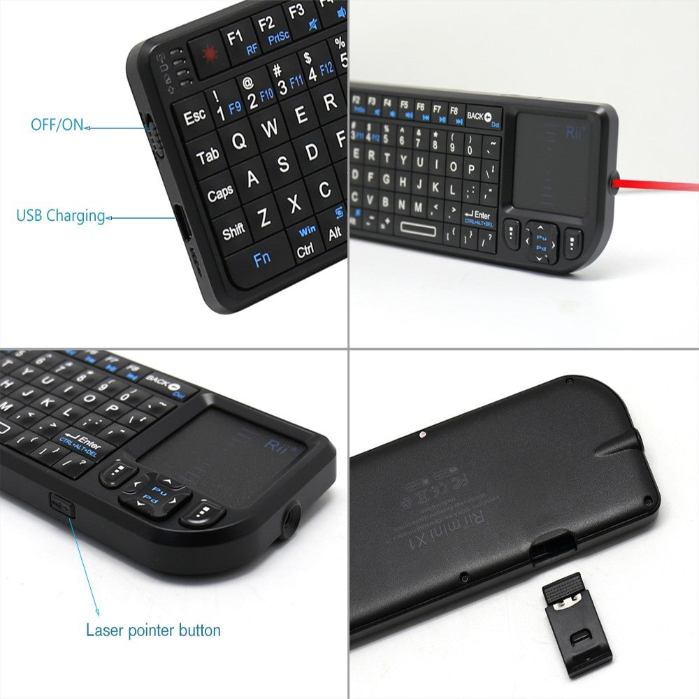RII Mini V3 2.4GHz Wireless QWERTY Keyboard Touchpad Air Mouse with Backlit (English Version)