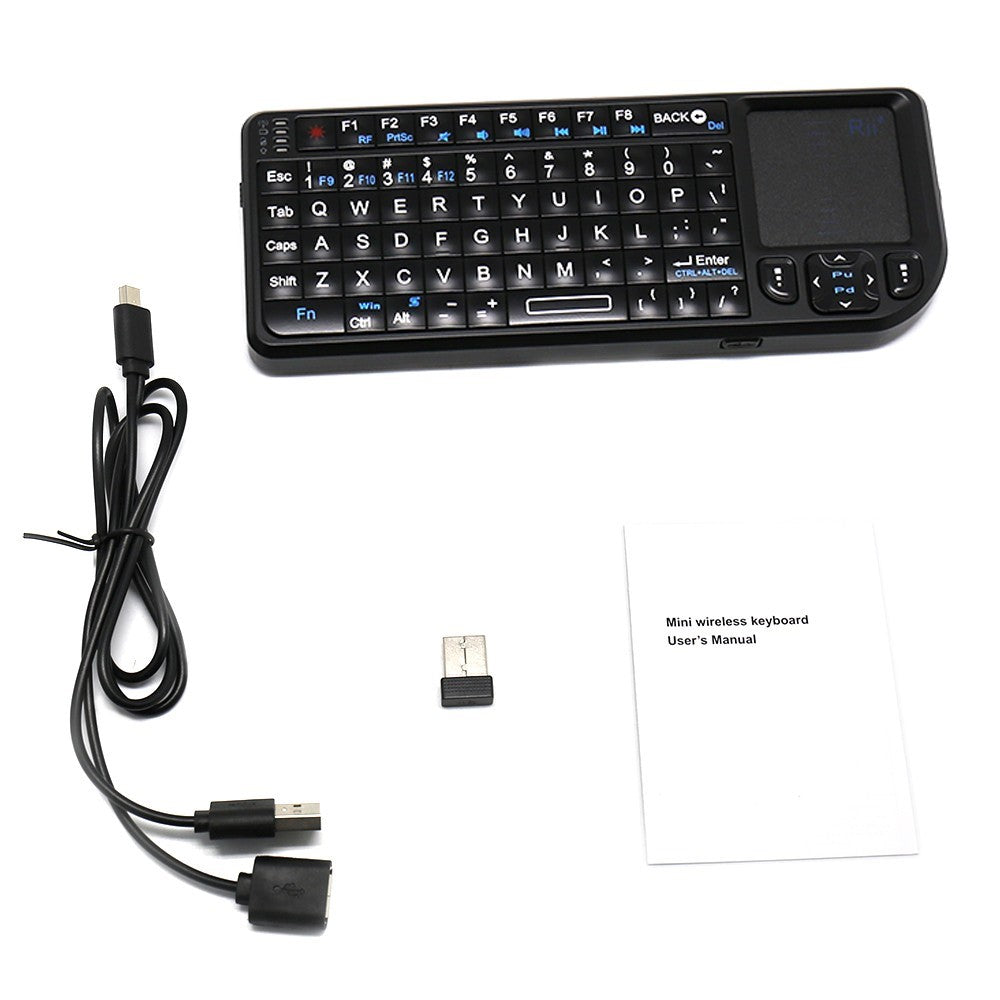 RII Mini V3 2.4GHz Wireless QWERTY Keyboard Touchpad Air Mouse with Backlit (English Version)