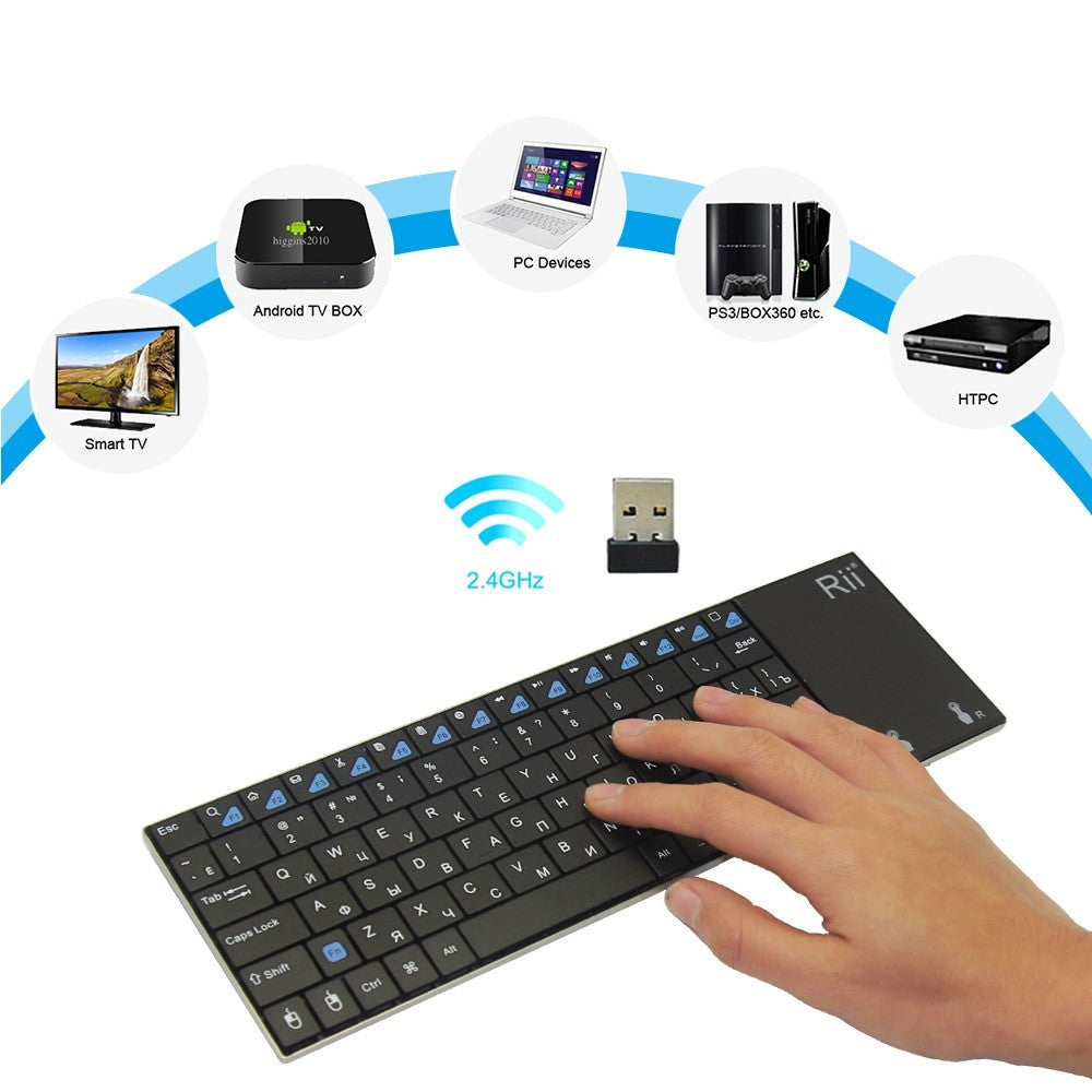 RII Mini K12 2.4GHz Wireless QWERTY Keyboard with Mouse Touchpad (CE/FCC)