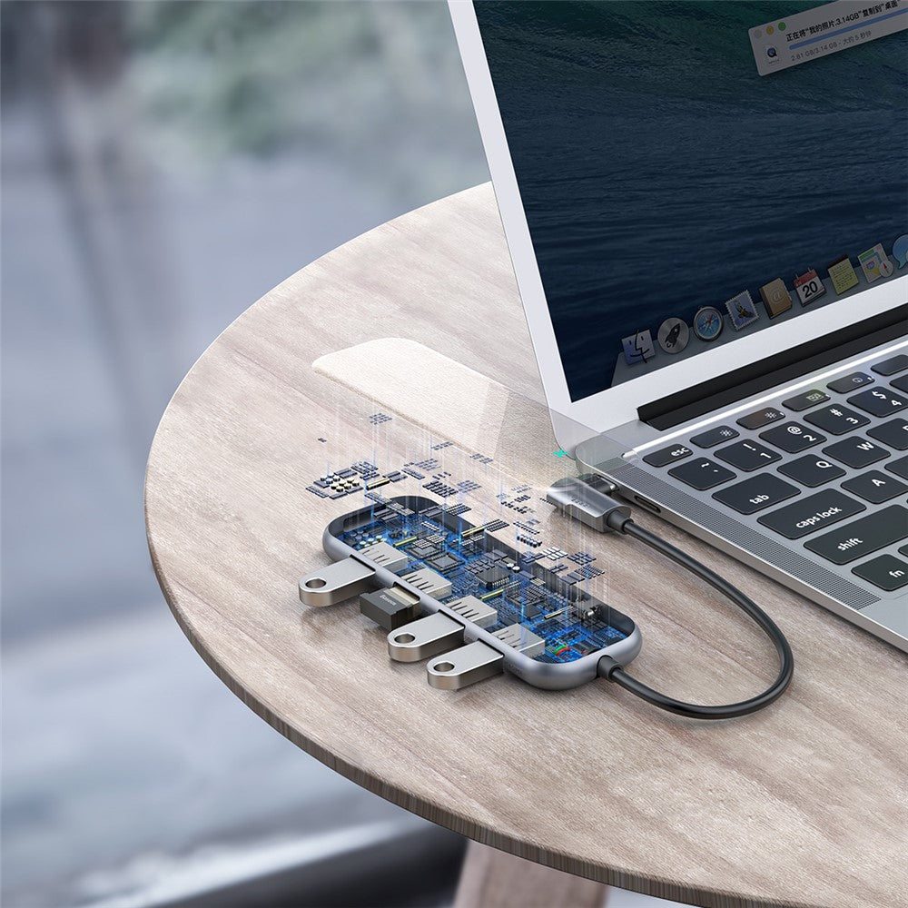 BASEUS Multi-function HUB Type-C to USB3.0*4+PD for Mobile Phone and Computer