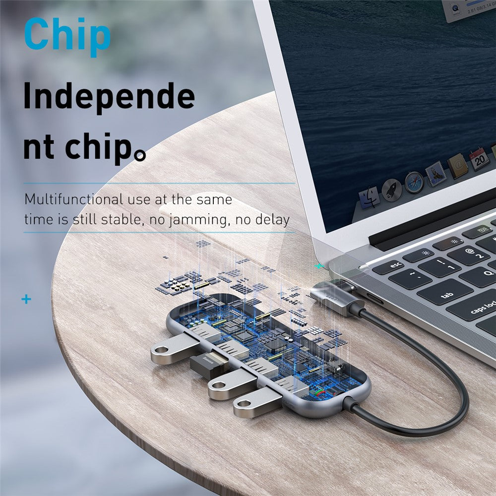 BASEUS Multi-function HUB Type-C to USB3.0*4+PD for Mobile Phone and Computer