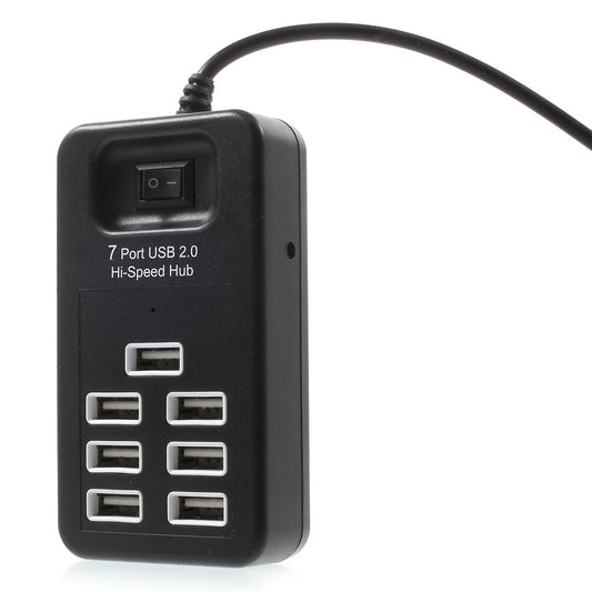 Portable 7 Ports USB 2.0 Hub with 1m Cable and Power Switch