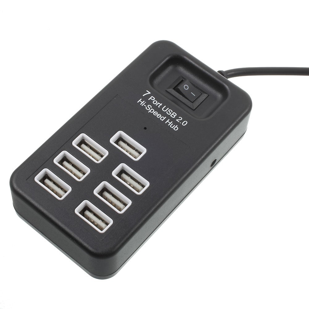 Portable 7 Ports USB 2.0 Hub with 1m Cable and Power Switch