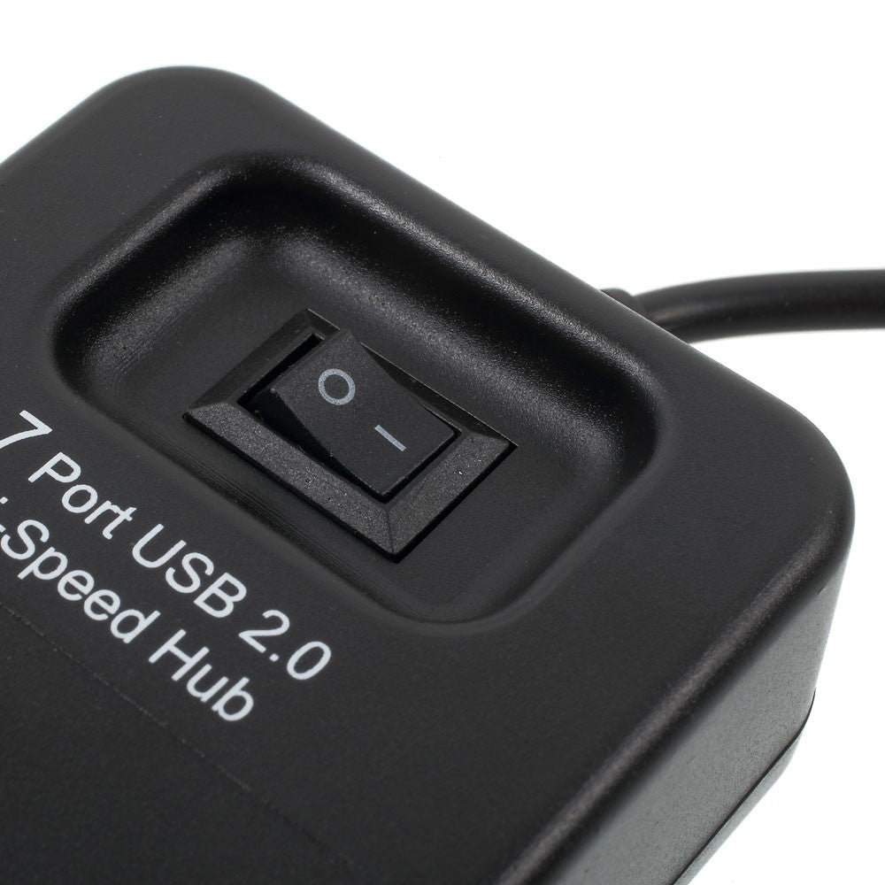 Portable 7 Ports USB 2.0 Hub with 1m Cable and Power Switch