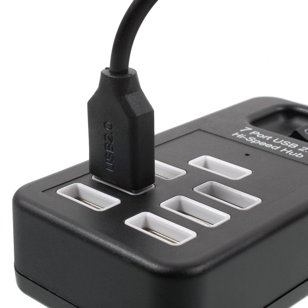 Portable 7 Ports USB 2.0 Hub with 1m Cable and Power Switch