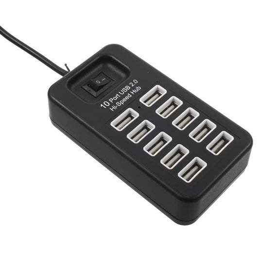 480Mbps High Speed 10-Port USB 2.0 Extender Hub with 1m Cable and Power Switch
