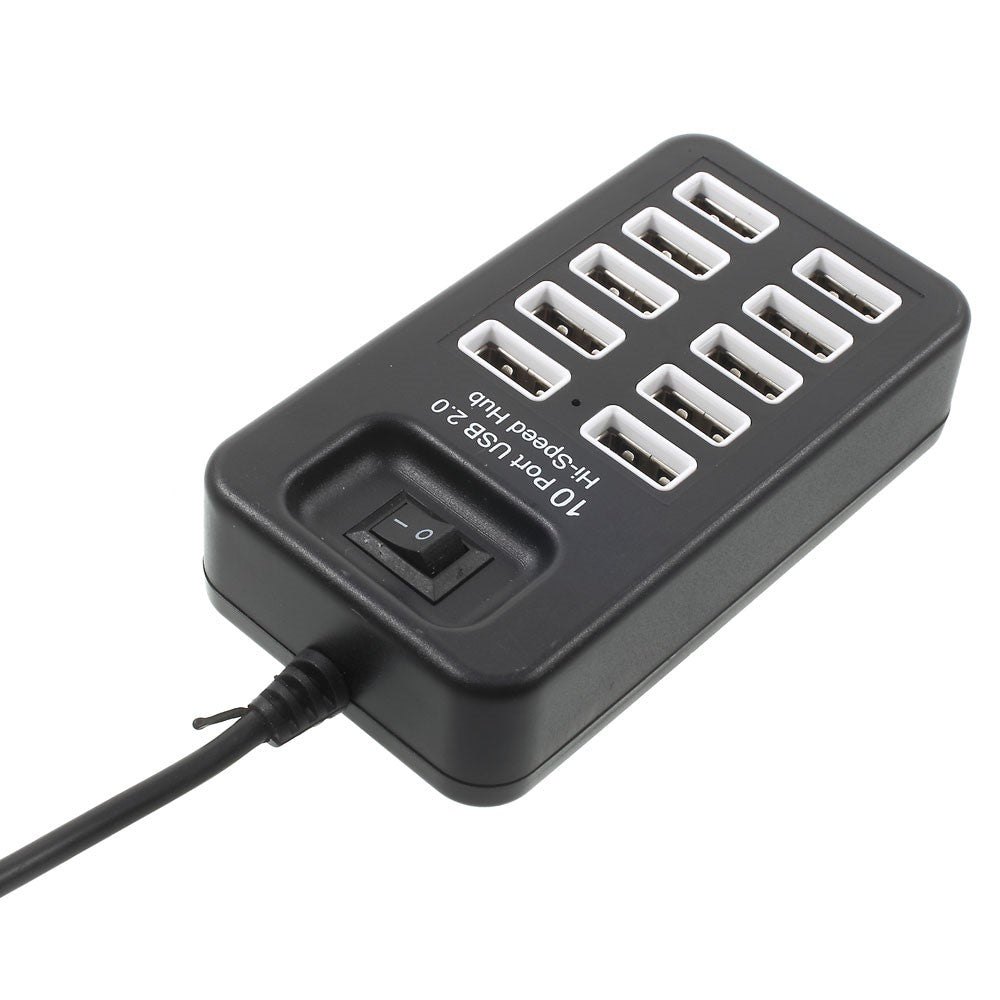 480Mbps High Speed 10-Port USB 2.0 Extender Hub with 1m Cable and Power Switch
