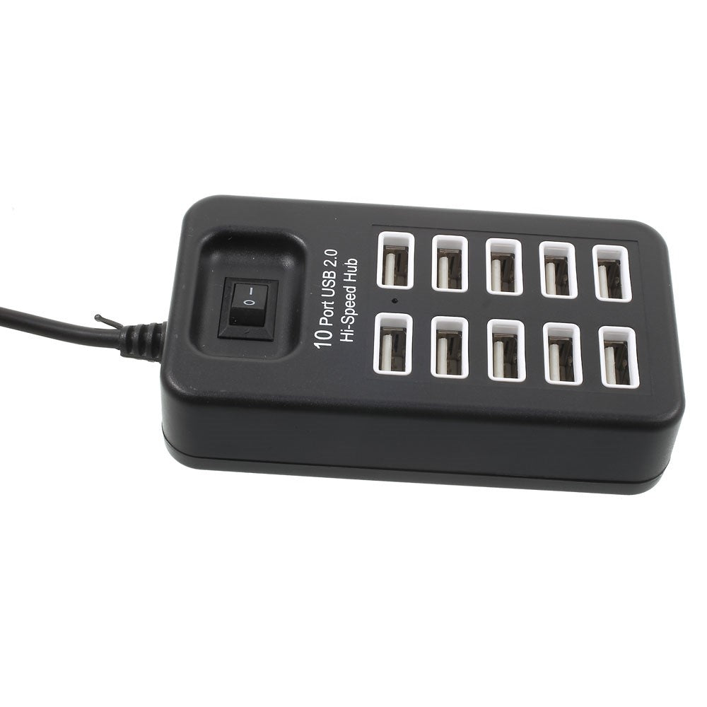 480Mbps High Speed 10-Port USB 2.0 Extender Hub with 1m Cable and Power Switch