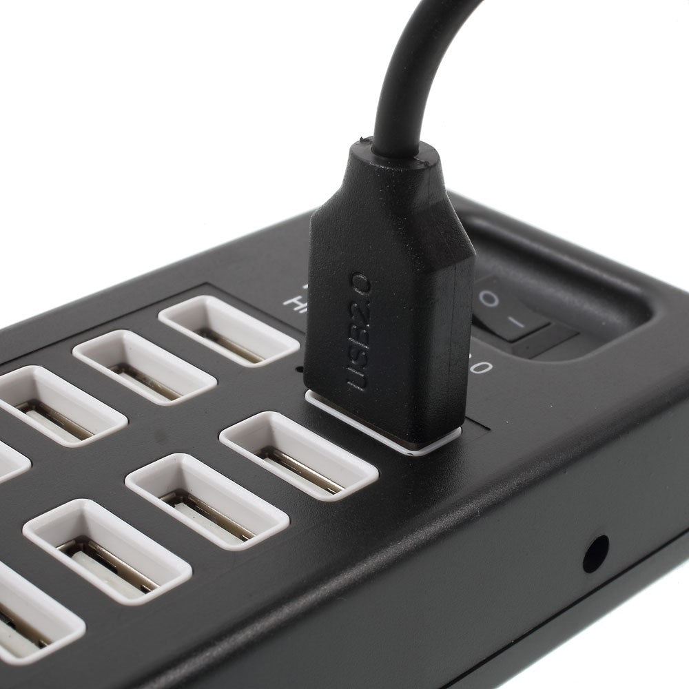 480Mbps High Speed 10-Port USB 2.0 Extender Hub with 1m Cable and Power Switch