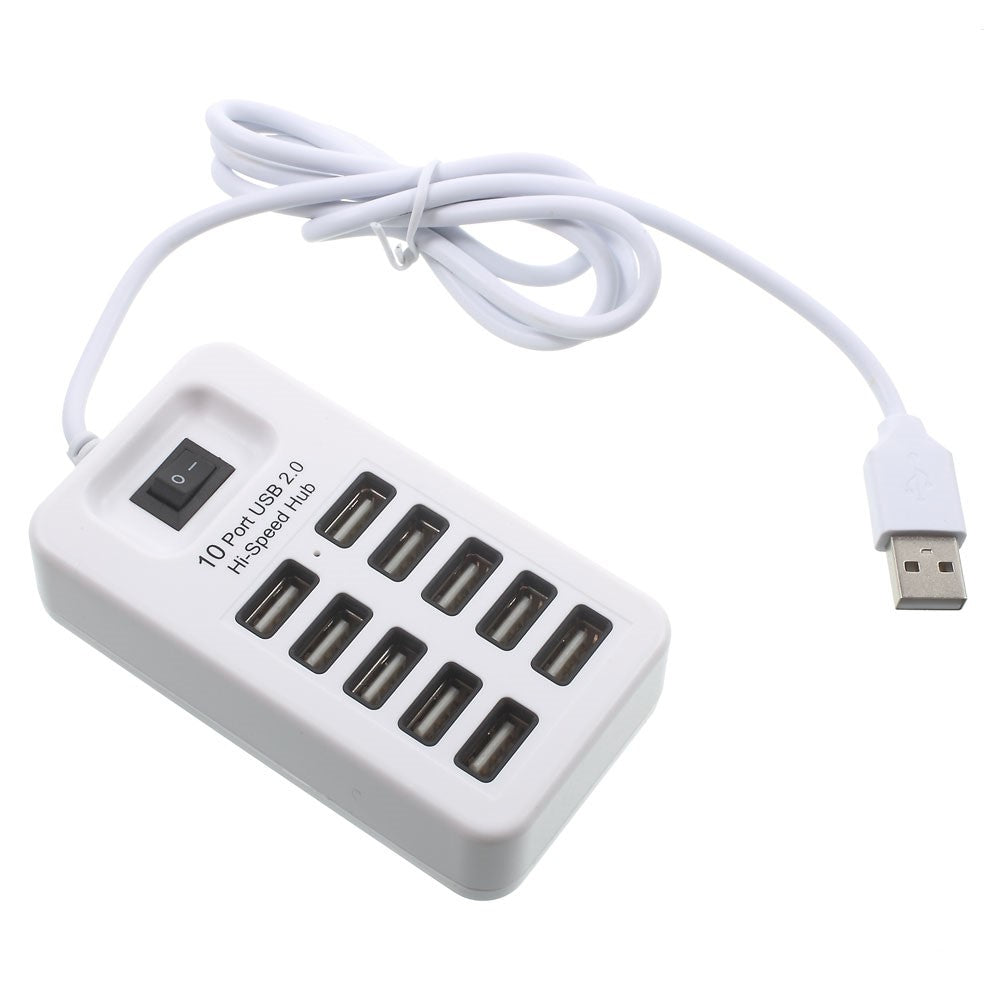 480Mbps High Speed 10-Port USB 2.0 Extender Hub with 1m Cable and Power Switch