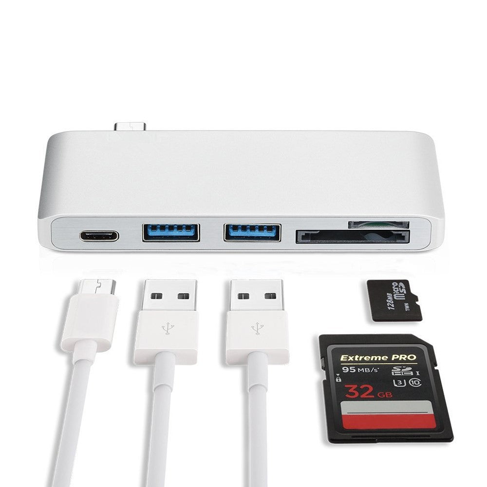 USB Type-C Hub Aluminum Alloy Adapter 5 in 1 Multi-Port Combo Converter for MacBook Pro (2016)