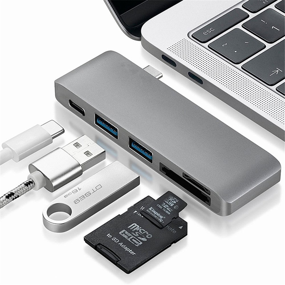 USB Type-C Hub Aluminum Alloy Adapter 5 in 1 Multi-Port Combo Converter for MacBook Pro (2016)